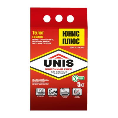 Клей для плитки "Юнис плюс" 5кг