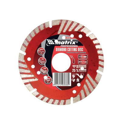 Диск алмазный отрезной сегментный с защитными сект., 125х22,2мм, сухая резка MATRIX Professional