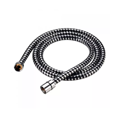 Шланг для душа виниловый 1/2"х1/2" имп./кон. (свободное вращение)в пакете с вешалкой Хром/Черный 150