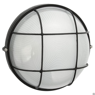 Светильник НПП-100w термостойкий круглый c решеткjq IP54 черный