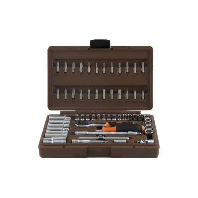 Набор инструмента торц. головки 1/4" DR 4-14мм, Е4-Е8 и вставки биты, 57 предм.