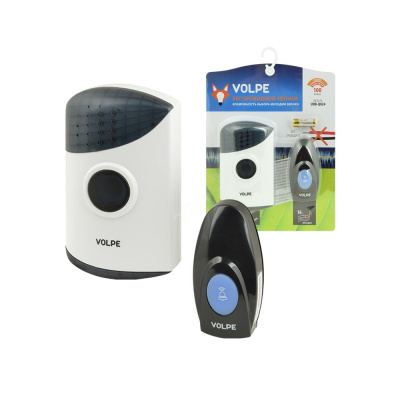 Звонок беспроводной, 100м, 16 мелодий, индикатор, бел., блистер UDB-Q024 W-R1T1-16S-100M-WH Volpe Звонок беспроводной, 100м, 16 мелодий, индикатор, бел., блистер UDB-Q024 W-R1T1-16S-100M-WH Volpe