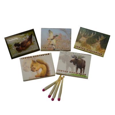 Спички охотничьи 15 шт в коробке, длина 42мм, горение не менее 8сек пр-во Россия С1012 