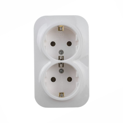 Розетка двухместная серия IONICH, с/з, о/у, 16А, 220В, белая (еврослот)