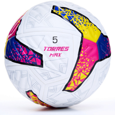 Мяч футб. TORRES MAX, F323425, р.5, ПУ, 4 сл, 12 п, термосшивка, белый-мультиколор