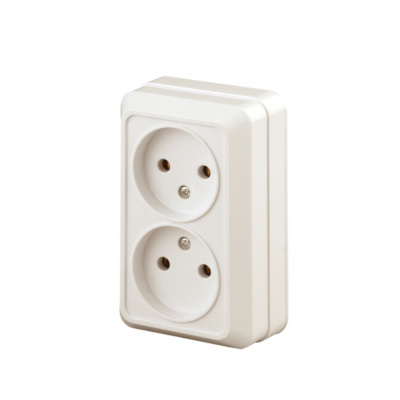Розетка 2х2P, 16А-250В, IP20, ОУ, сл.кость Intro Quadro 2-203-02 