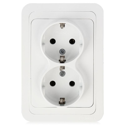 Розетка 2-м СП Mimoza 16А IP20 с заземл. бел./бел. Makel 12082 