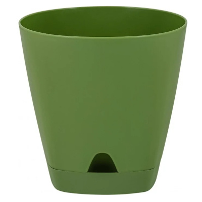Амстердам горшок с поддоном 4л d20см с НИЖНИМ ПОЛИВОМ оливковый/6 ПлР