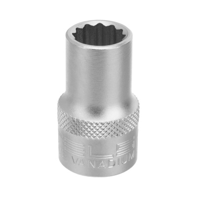 Головка торцевая, 12 мм, 12-гранная, CrV, под квадрат 1/2", хромированная// Stels