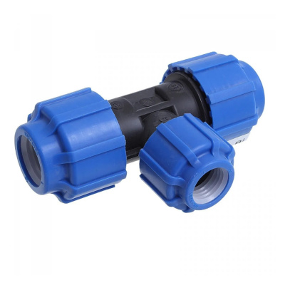 Тройник компрессионный переходной  PN16 d 25х20х25 для ПЭ труб, РТП