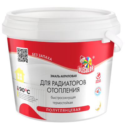Эмаль акриловая полуглянцевая для радиаторов отопления  (1 кг) OLECOLOR