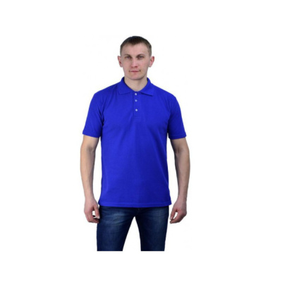 Рубашка-поло васильковая короткие рукава с манжетом, пл.180 г/м2 р.4XL(58) в уп.35 шт. (ЧЗ)