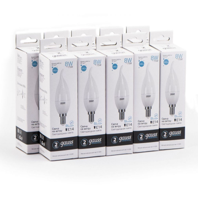 Лампа светодиодная LED 8вт 230в, Е2 7, белый, свеча Gauss Elementary