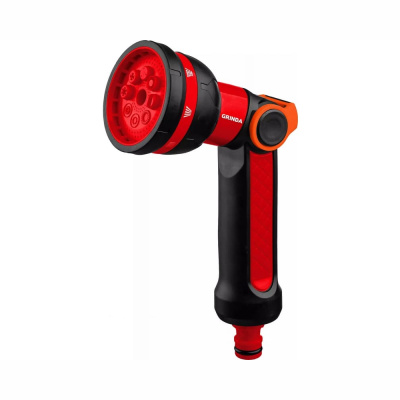 Пистолет (8-427188) GRINDA  N-8, с регулятором напора, 8 режимов, двухкомпонентный, поливочный 