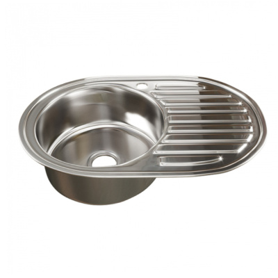 Мойка овал 50х77 (0,6) лев вып 3 1/2 MIXLINE 16см с сифоном