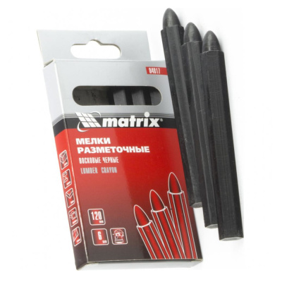 Мелки разметочные восковые черные, 120мм, коробка 6шт.// Matrix