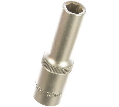 Головка торцовая ЗУБР "МАСТЕР" (1/2"), удлиненная, Cr-V, FLANK, хроматированное покрытие, 10мм