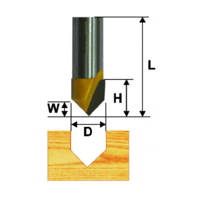 Фреза паз гальтельная ф25,4  V-обр. 90" хв 12мм