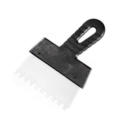 Шпатель из нержавеющей стали, 100 мм, зуб 4х4 мм, пластмассовая ручка// Сибртех