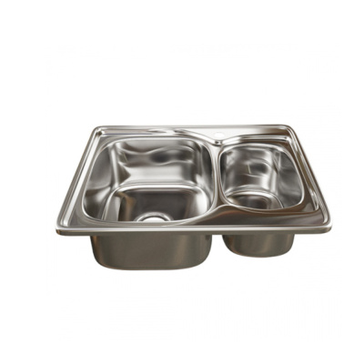 Мойка врез 50х63 (0,8) 2-х чаш вып 3 1/2 MIXLINE 18см с сифоном