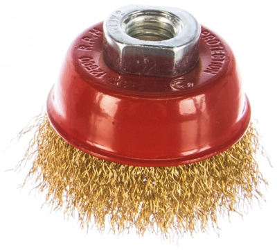 Щетка для УШМ, 65мм, М14, "чашка", латунир. витая проволока//MATRIX