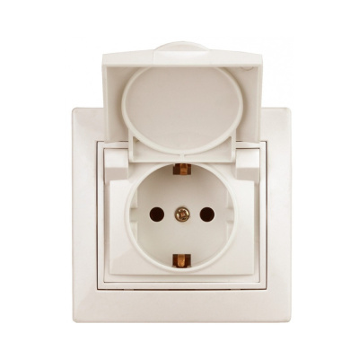 Розетка 2P+E Schuko с крышкой, 16А-250В, IP20, СУ, сл.кость Intro Plano 1-203-02 