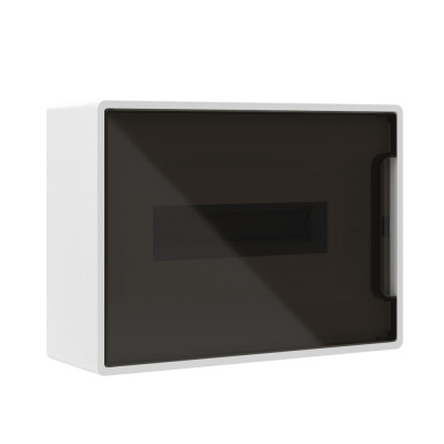 Щиток 12 мод настенный Фрейм (FRAME), белый, с тонированной дверцей, с 2 шинами PEN на 6 и 8 отв.