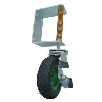 Колесо опорное для гаражных ворот с тормозом, пружиной поворот 160мм Надувное