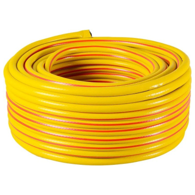 Шланг поливочный ПВХ усиленный, пищевой трехслойный армированный 1/2, 50м (жёлтый) Вихрь 73/7/2/33