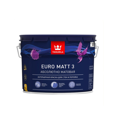 КРАСКА "EURO MATT-3"  0,9 Л (1/6)  ИНТЕРЬЕРНАЯ "ТИККУРИЛА"