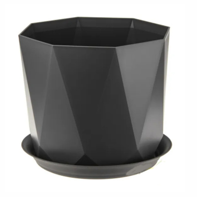 Кашпо ПРИЗМА D175мм 2,6л с поддоном (Графитовый)