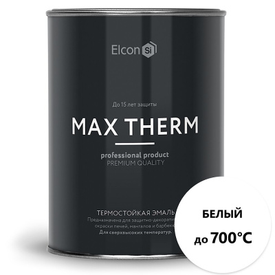 Эмаль Elcon, декоративная, термостойкая, быстросохнущая, глянцевая, белая, 0.8 кг, 700°С