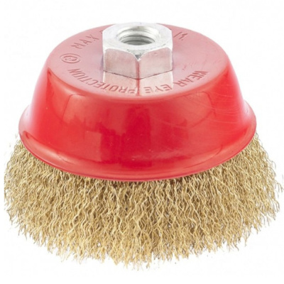 Щетка для УШМ, 100 мм, М14, "чашка", латунированная витая проволока// Matrix