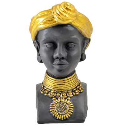 Декоративное лофт кашпо "Африканка" цвет; черный/золото		