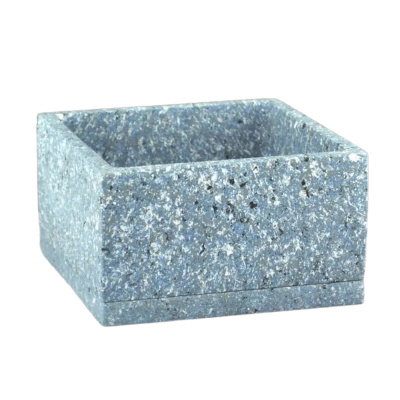 Синий низкий горшок с поддоном 1.4л 15*15/h9см