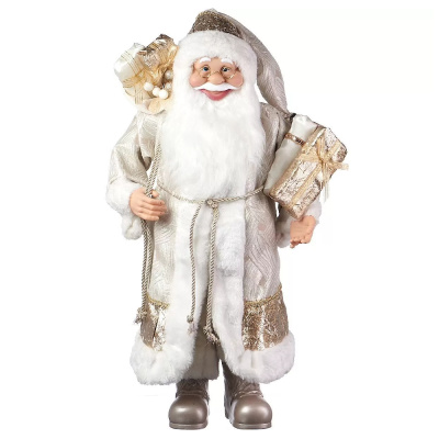 Сувенир новогодний Санта-Клаус с подарком и елочкой, 60 см, шампань