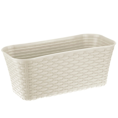 Балконный ящик РОТАНГ 400х160х180мм (комплектуются вкладышем с отверстиями для дренажа) (Бежевый рот