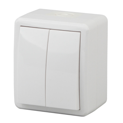 Выключатель двойной IP54 10АХ-250В ОУ Эра Эксперт белый