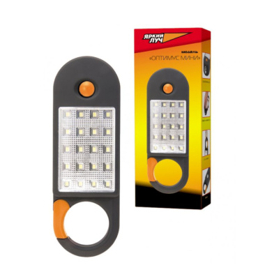 Фонарь ЯРКИЙ ЛУЧ "OPTIMUS-mini" светодиодный 0.5W+20SMD, карабин, магнит, на 3xAAA