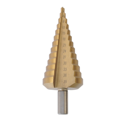 Сверло ступенчатое по металлу 4-39мм шаг 3мм HSS+TIN прямое Sturm!