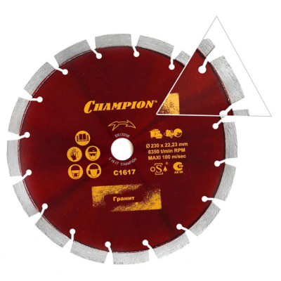 Диск алмазный CHAMPION универсальный PRO 230/22,23/12 Marathon (бетон,гранит, ж/б,тверд. кирп