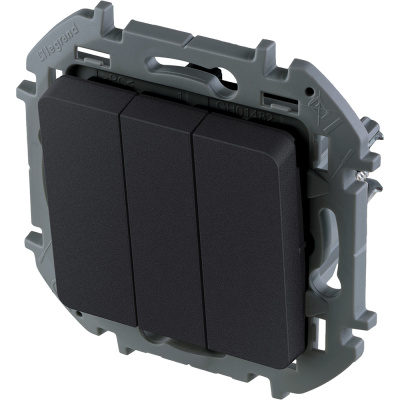 Выключатель трехклавишный INSPIRIA 10 AX 250 В~ антрацит