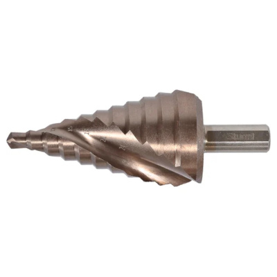 Сверло ступенчатое по металлу 6-36мм шаг 3мм Р6М5+COBALT спираль Sturm! 1055-S636K