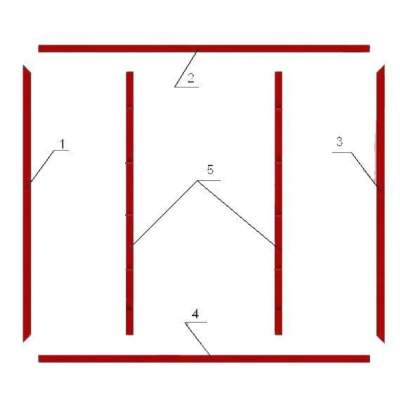 Щит пожарный открытый металлический каркасный разборный "Т" (без комплекта, 1200*1000)