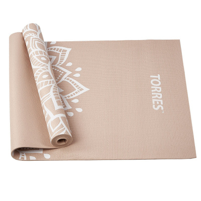 Коврик для йоги "TORRES Relax 4" арт.YL12224P, PVC 4 мм, нескользящее покрытие, пудровый