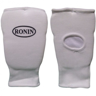 Накладки Ronin pL для единоборств, хлопок, эластик, белые пр-во Пакистан F064A 