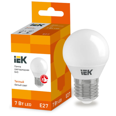 Лампа светодиодная LED 7вт E27 тепло-белый матовый шар ECO