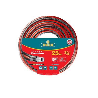 Шланг RACO PREMIUM поливочный, 35атм., армированный, 5-ти слойный, 3/4"х25м