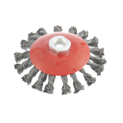 Щетка для УШМ, 125 мм, М14, Тарелка, крученая проволока 0,5 мм// Matrix