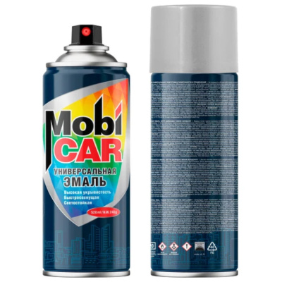 Эмаль аэрозольная универсальная MobiCAR, 520 мл, RAL 7035, светло-серый глянцевый